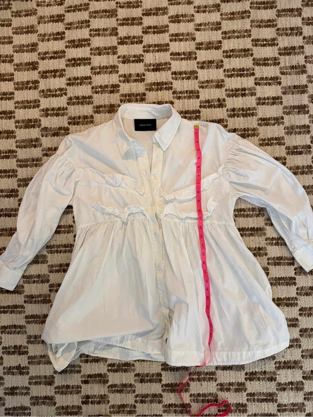 Simone Rocha White Ruffled Poplin Button-Up Blouse - Picture 6 of 6